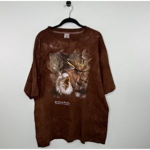 Vintage Knoebels Park PA Wildlife Wolf Eagle Single Stitch AOP Shirt Sz XXL EUC
